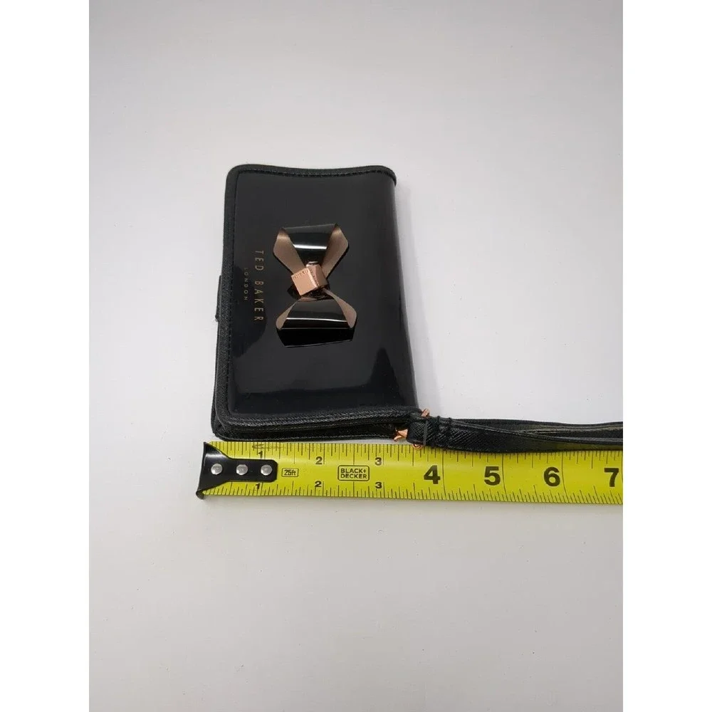 Ted Baker Bow Vinyl Patent Leather Black Purse Wallet VTG - Picture 8 of 8